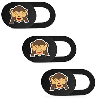 SIREG Webcam Cover Ultra Thin - Web Camera Cover fits Laptop,Tablet,Computer, Smartphone, Protect Your Privacy and Security,Strong Adhesive (Monkey-Black & 3 Pack) - color: Monkey-Black & 3 pack
