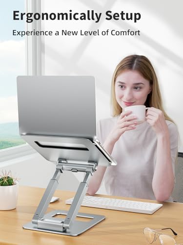 tounee Laptop Stand for Desk Adjustable Height, Telescopic Computer Stand with Pull Out Design Ergonomic Laptop Riser Fits All Laptops 10-17"-Silver - color: Silver
