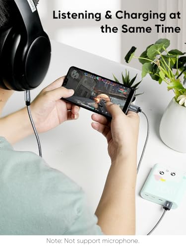 CableCreation USB C to 3.5mm Audio Cable with USB Charging Cable, Car Aux Cable, Type C to Aux Jack Headphone Car Stereo with 18W Charge for iPhone 16 15 Pro Max Plus, Galaxy S24/S23+, Pixel 9/8/7+ - style: USB C+3.5mm Audio+USB C Charging (Grey)