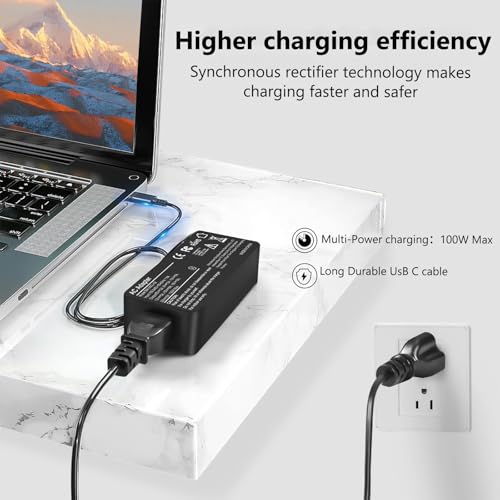 JEIBAO 100W Universal USB C Laptop Charger Compatible with Mac Book Pro/Air 16, 15, 14, 13 Inch,iPad Pro,Lenovo Thinkpad/Chromebook/IdeaPad Yoga,HP,Dell,Acer,Asus, All USB-C Devices - color: Black2
