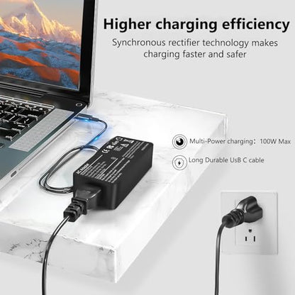 JEIBAO 100W Universal USB C Laptop Charger Compatible with Mac Book Pro/Air 16, 15, 14, 13 Inch,iPad Pro,Lenovo Thinkpad/Chromebook/IdeaPad Yoga,HP,Dell,Acer,Asus, All USB-C Devices - color: Black2