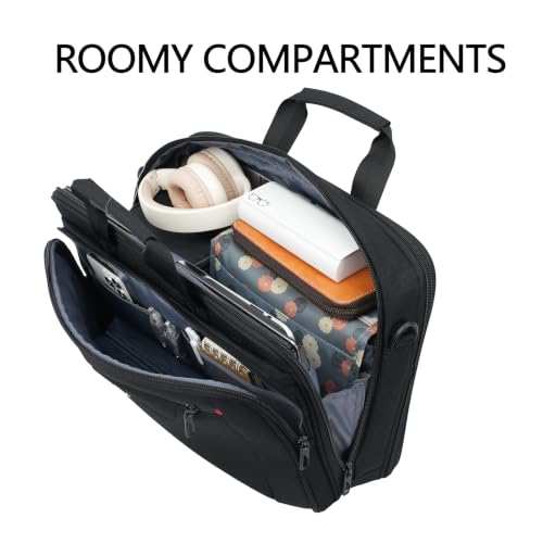 VANKEAN Laptop Briefcase Fits 15.6"-16" Laptop Slim Expandable Shoulder Bag | Multi Functional Compartment,Padded Shoulder Strap,Convenient Luggage Strap,Water-Repellent Fabric,Padded Laptop Compartment - color: Black-red, size: 15.6"