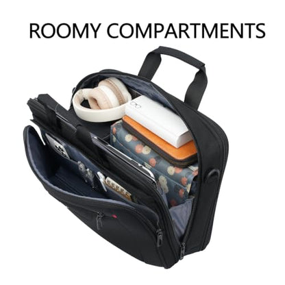 VANKEAN Laptop Briefcase Fits 15.6"-16" Laptop Slim Expandable Shoulder Bag | Multi Functional Compartment,Padded Shoulder Strap,Convenient Luggage Strap,Water-Repellent Fabric,Padded Laptop Compartment - color: Black-red, size: 15.6"