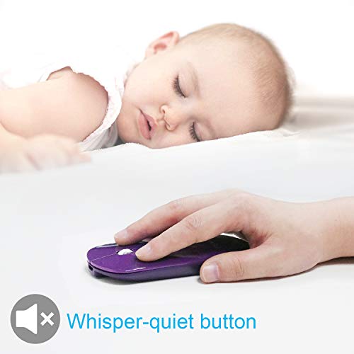 FENIFOX Bluetooth Mouse Slim, Whisper-Quiet Mini Flat Portable Mobile Mice Rechargeable Compatible with Laptop,PC,Android Windows Tablet - Deep Purple - color: Deep Purple