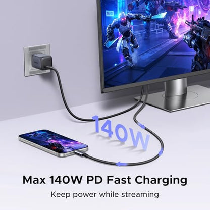 UGREEN USB C to HDMI Cable with 140W PD Fast Charging 8K@60Hz, 6.6FT | 4K@240Hz,Unidirectional,Plug & Play,Compatible iPhone 17 Pro Max SteamDeck MacBook iPad Galaxy S26 XPS for Gaming TV Monitor