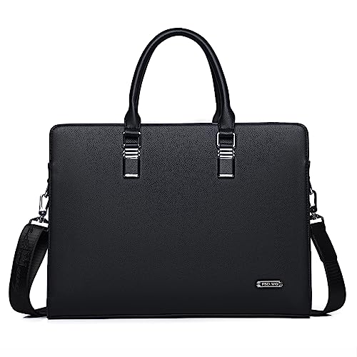 FSD.WG]Business Bag Leather Briefcase Shoulder Laptop Business Bag for Men - color: Black(xl)
