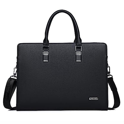 FSD.WG]Business Bag Leather Briefcase Shoulder Laptop Business Bag for Men - color: Black(xl)