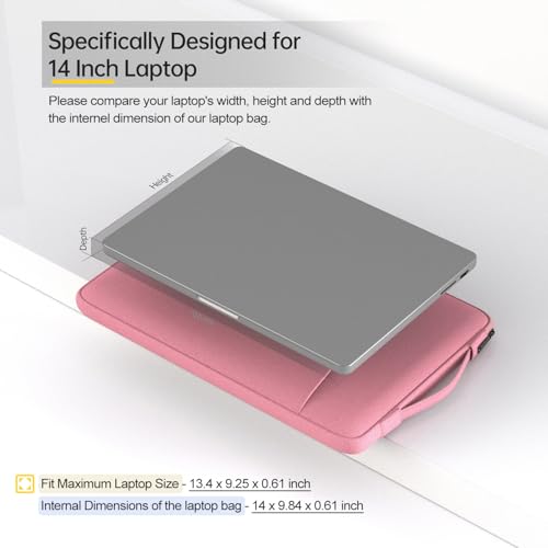 14 Inch Laptop Sleeve Case Bag for Asus Chromebook Vivobook14, Samsung Galaxy Chromebook Go, Lenovo ThinkPad 14/ Flex/Yoga, Dell Latitude, Acer HP Chromebook(Pink) - color: Pink, size: 14 Inch