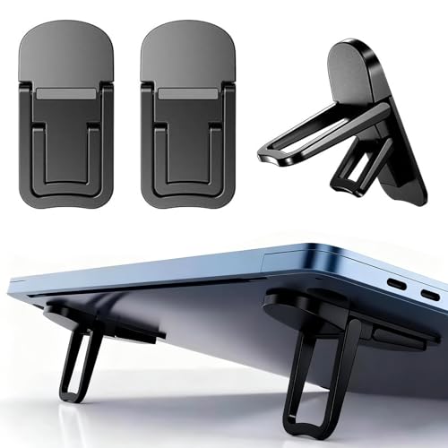 Mini Laptop Stand,Portable Foldable & Lightweight Ergonomic Riser with Ventilated Cooling,Fits 10-17.3 Inch Notebooks and Keyboards,Black - color: Black