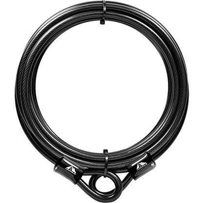 Security Steel Cable - 3/8 inch (10 mm) Thick (4', 7', 15', 20' or 30') Vinyl Coated Braided Steel Cable with Double Sealed Looped Ends for U-Lock, Padlock, Disc Lock (15 FT) - color: 15 FT