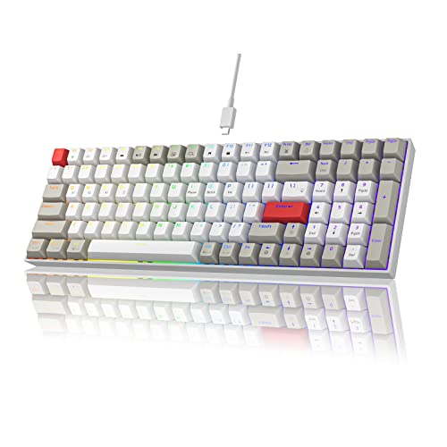 Newmen GM1000 Wireless Mechanical Gaming Keyboard,Bluetooth/2.4GHz/Wired | Hot Swappable, Custom,RGB Backlit,Anti-Ghosting,Wirless Mechanical Keyboards,Number Pad for Mac/Win,drive,G-Red Switch - color: G-Red Switch