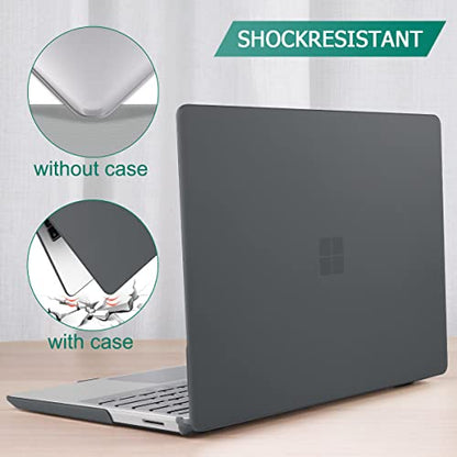 May Chen Compatible with Microsoft Surface Laptop Go 3 Go 2 Go 1 12.4 Inch Model 1943 2013 (2023 2022 2020 Release), Plastic Hard Shell Case with Screen Protector + Keyboard Cover, Matte Black - color: Matte Black