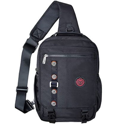 Large Sling Bag Laptop Backpack Cross Body Messenger Bag Shoulder Travel Rucksack (C- Black) - color: C- Black