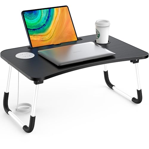 Bed Table Elekin Folding Lap Desk Laptop Desk Table with Storage Drawer/Cup Holder Folding Lap Desk Multi-Function Laptop Bed Table Desk Stand Bed Table Tray for Bed/Couch/Sofa
