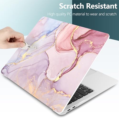 DONGKE Compatible with MacBook Air 13 inch Case 2021 2020 2019 2018 Release A2337 M1 A2179 A1932 with Retina Display & Touch ID, Plastic Hard Shell & Keyboard Cover - Marble - color: Marble