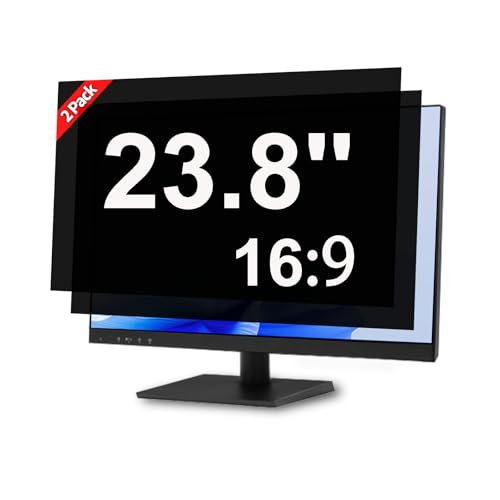 [2 Pack] 23.8 Inch Computer Monitor Privacy Screen, Anti Glare Filter | 23.8 Inch 16:9 Privacy Screen Protector With Anti-Glare Filter, Blue Light Filtering For Computer Monitors. - size: 23.8 Inch Widescreen (16:9)