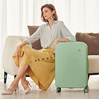 mixi Luggage Suitcase with Spinner Wheels, Hardside Rolling Suitcase PC with Cover & TSA Lock Lightweight Travel Case 24in Checked in, Avocado Green - color: Avacado Green, size: 24in Checked in