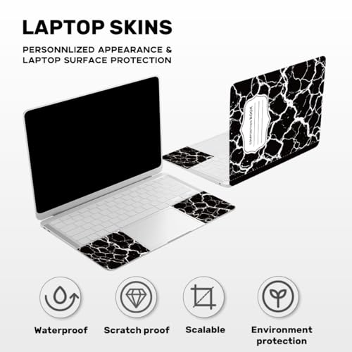Laptop Skin Sticker Decal PVC Vinyl Sticker Notebook PC Protector Waterproof Scratch Resistant Laptop Skin for 12.1 13 13.3 13.6 14 15 15.3 16 Inch Black White Style - color: Classic