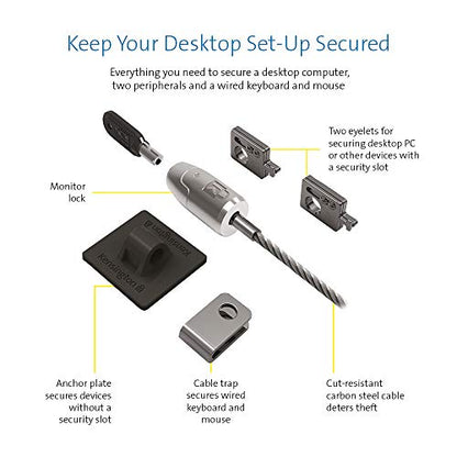 Kensington Universal 3-in-1 Combination Laptop Lock, Computer Security Locking Cable - Resettable Version (K62316WW), Black & Desktop & Peripherals Locking Kit 2.0, Black (K64424WW)