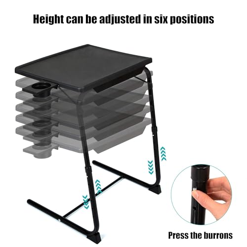 Adjustable TV Tray Table with Cup Holder - 20.4 x 15.7 inch TV Dinner Tray on Bed & Sofa, Large Size Comfortable Folding Table, Laptop Table for Couch with 6 Height & 3 Tilt Angle Adjustments（2 Pack) - size: TV tray-2 pack