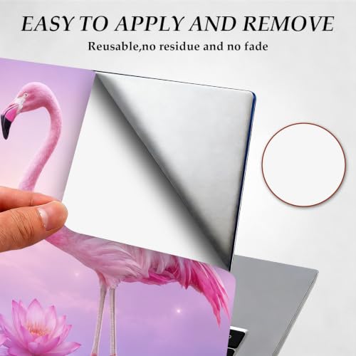 DEGDFSGR 12.1-15.6 Inch Universal Reusable Laptop Skin Sticker Decal, Waterproof Removable Protector for Notebook Cover, Scratch-Resistant Vinyl Cuttable Full Wrap Sticker, Pink Flamingo Lotus Flower - color: Pink Flamingo Lotus Flower
