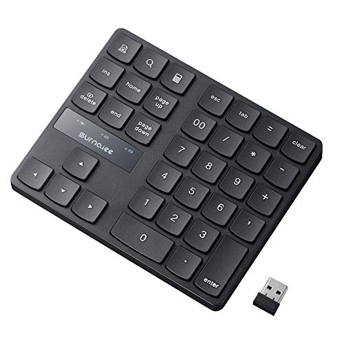 SurnQiee Wireless Numeric Keypad, 2.4G Rechargeable Number Pad 35-Keys for Efficient Data Input - color: 35 keys - Black