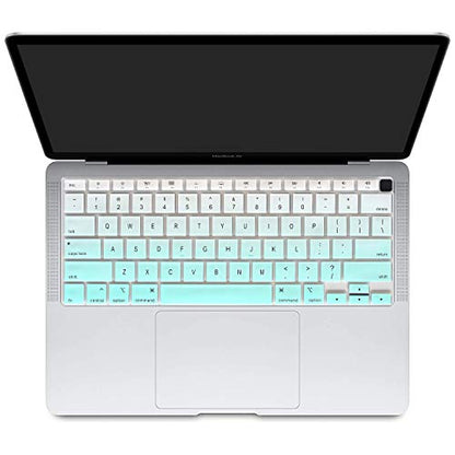 ProElife Keyboard Cover for MacBook Air 13-Inch with Touch ID A2337 M1 | Mint Ombre, U.S. Layout, Non-interference Design for ID Key, Dust-Proof, Silicone Protective Skin, Washable & Reusable - color: Mint Ombre