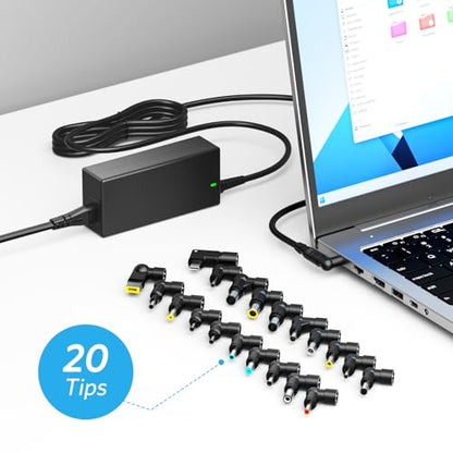 Belker 90W 65W Universal USB C Laptop Charger with 20 Tips | AC Adapter Replacement for Dell HP Acer Asus Lenovo IBM Toshiba Samsung Google MacBook Pro Fujitsu Notebook Power Supply Cord