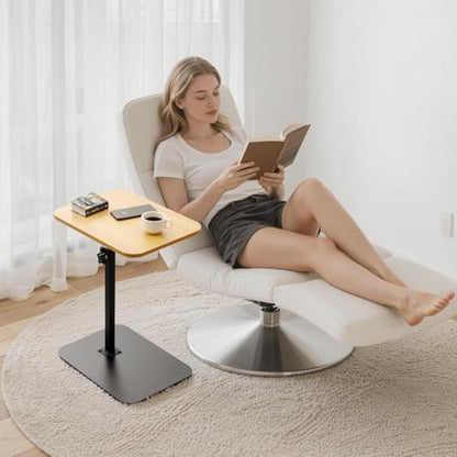 ZEAPTAC C-Shaped Side Table, 360° Swivel Height Adjustable, Lightweight Portable TV Tray Snack End Table for Couch Sofa Bed Small Spaces-Oak - color: Oak