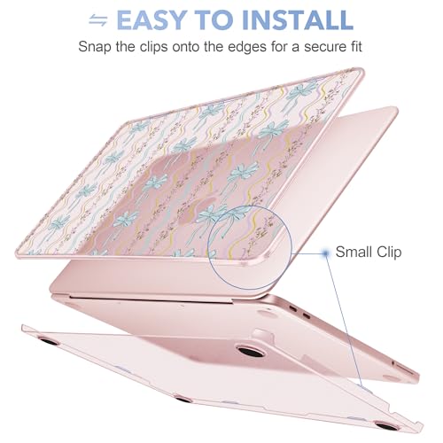 May Chen for MacBook Neo Case 13 inch 2026 | 100% Match Official Color | Pattern Printing, Anti-Crack & Scratch & Fingerprint | Protective Hard Shell Cases Laptop Model A3404 - Striped Bows Blush - color: Striped bows Blush