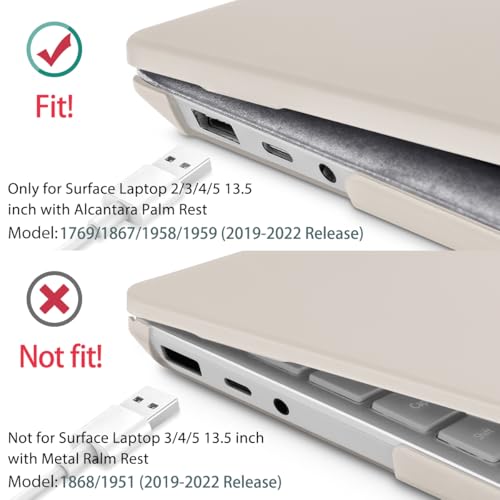 May Chen Case for 13.5" Microsoft Surface Laptop 3/4/5 with Alcantara Palm Rest Model 1867 1958 1950 (2019 2021 2022), Plastic Hard Shell Case with Keyboard Cover + Screen Protector, Stone - color: Stone