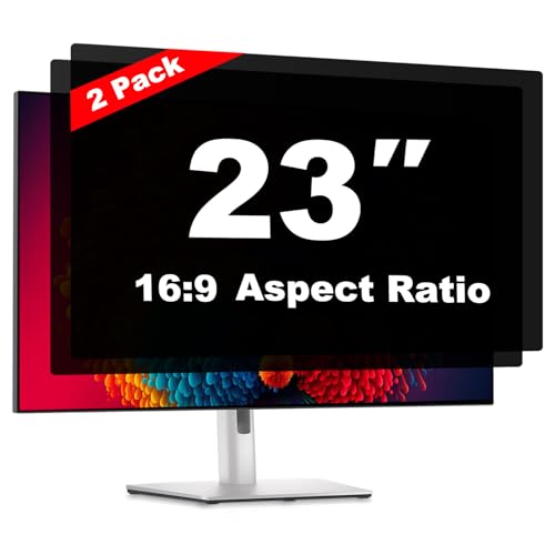23 Inch Computer Privacy Screen Shield 2 Pack for 16:9 Widescreen Desktop | Anti-Glare Blue Light Privacy Filter; Anti Spy Privacy Screen Protector Film - size: 23 Inch (Diagonal) - 16:9 Aspect Ratio