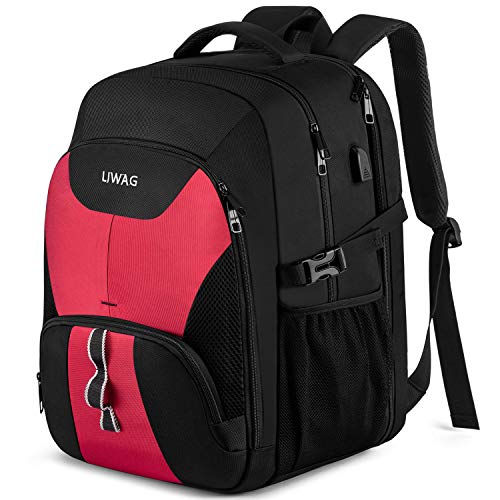 Extra Large Laptop Backpack for Women,Womens Business Travel Backpack with USB Port,Anti Theft Water Resistant College Daypack Padded Computer Bag Fits 17.3Inch Laptop Notebook,Red - color: Red, size: 17inch