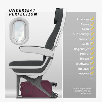 Verage Underseat Carry On Luggage with Wheels,14-Inch,Grape Red | Personal Item Bag,Airline Approved, Laptop Compartment, USB Charging Port - color: Grape red, size: 14-Inch Compact Underseat