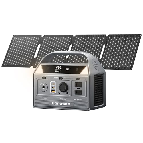 UDPOWER C400 400W Portable Power Station, 256Wh LiFePO4 (Surge 800W), AC+USB-C+12V DC, for Camping RV Emergency Backup, Lightweight - style: UD0400+40W
