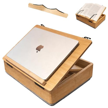 Lap Desk for Laptop with Cushion,JZDF Book Stand for Reading with Storage,Laptop Lap Desk for Couch,Cookbook Stand,Laptop Lap Pad,Convertible Laptop Stand & Reading Holder