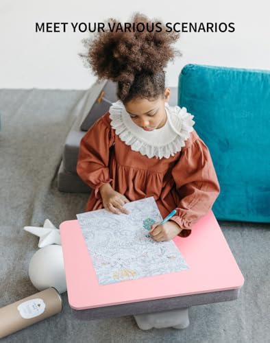 ZEAPTAC Lap Desk with Pillow Cushion, Portable Bed Desk, Fits up to 15.6 inch Laptop, Lap Stand for Bed & Couch & Carpet, Book/Tablet/Drawing Board Stand - Pink - color: Pink