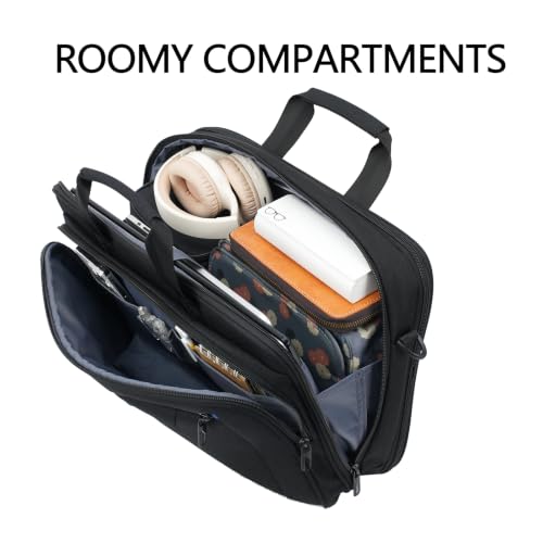 VANKEAN Laptop Briefcase Fits 15.6"-16" Laptop Slim Expandable Shoulder Bag | Multi Functional Compartment,Padded Shoulder Strap,Convenient Luggage Strap,Water-Repellent Fabric,Padded Laptop Compartment - color: Black-blue, size: 15.6"