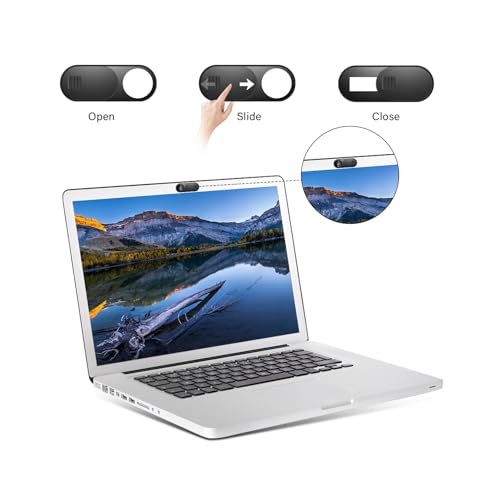 ZUCUCUC Laptop Camera Cover Slide, Camera Cover, 6 Pack Ultra Thin Webcam Cover Slide for Laptop, Desktop, PC, Tablet, Smartphone, Protect Your Privacy and Security(Black) - color: Black (Large 6 Pcs)