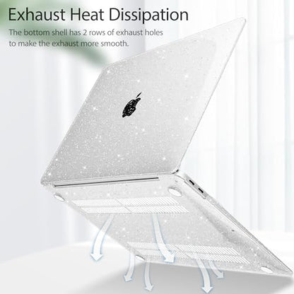 May Chen Compatible with New MacBook Air 13 inch Case 2021 2020 2019 2018 Model: M1 A2337 A2179 A1932, Plastic Hard Shell Case for MacBook Air 13 inch with Retina Display Fits Touch ID,Clear Glitter - color: Clear Glitter