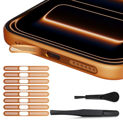 8PCS iPhone 17 Pro Max Speaker Protector - iPhone Speaker Dust Cover Compatible with iPhone 17 Pro Max / 17 Pro Earpiece Speaker Mesh Anti Dust Adhesive Sticker, iPhone 17 Pro Max Accessory, Orange - color: Orange
