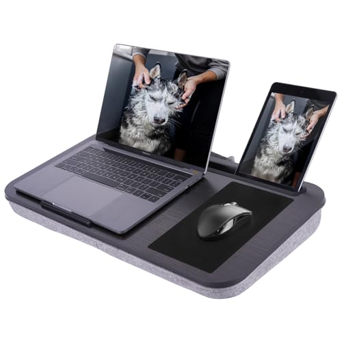 ASIEIT New Laptop Lap Desks for Adults, Fits Up to 17.3" Laptops, Portable Laptop Desk for Bed, Multi-Functional Bed Desk with Mouse Pad, Cushion, Phone Holder & Handle, Lap Stand for Bed, Couch, Car - color: Gray
