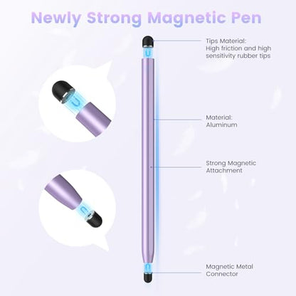 Stylus Pen for Touchscreen, 2-in-1 Magnetic Universal Stylists | High Sensitivity & Precision, Metal Barrel,Compatible with iPad,iPhone,Android Microsoft Surface Nintendo Switch Touchscreen - color: Dark Grey/Purple