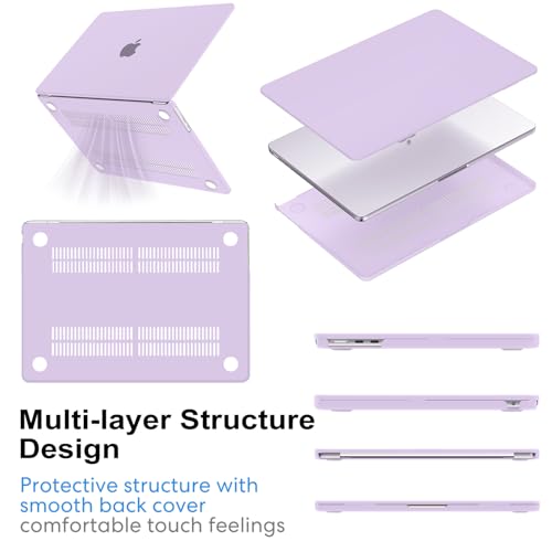 AKIT Compatible with MacBook Air 13 inch Case 2026 2025-2022 M5/M4/M3/M2 A3449 A3240 A3113 A2681, Slim Matte Plastic Hard Shell Case+Screen Protector+Keyboard Cover for MacBook Air 13.6 inch, Violet - color: Violet
