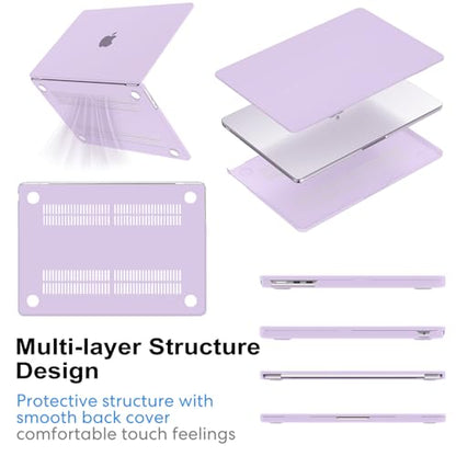 AKIT Compatible with MacBook Air 13 inch Case 2026 2025-2022 M5/M4/M3/M2 A3449 A3240 A3113 A2681, Slim Matte Plastic Hard Shell Case+Screen Protector+Keyboard Cover for MacBook Air 13.6 inch, Violet - color: Violet
