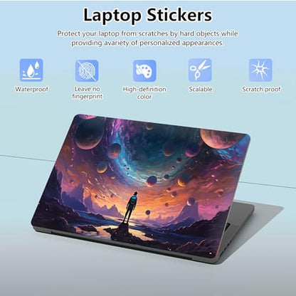 Universal Laptop Skin Sticker with 2 Wrist Pad Skins, Waterproof Scratch Resistant Vinyl Laptop Cover Decal, Cut to Fit for 11–15.6 Inch MacBook HP Dell Lenovo, Human Space - color: Human Space