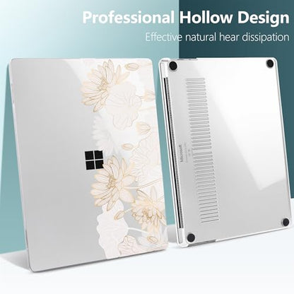 Batianda Case for Microsoft Surface Laptop 13 inch 2025 2026, Gold Lotus | Fits Model 2095, Artistic Patterns Ultra-Slim Lightweight Scratch-Resistant Hard Shell with Professional Protection - color: Gold Lotus