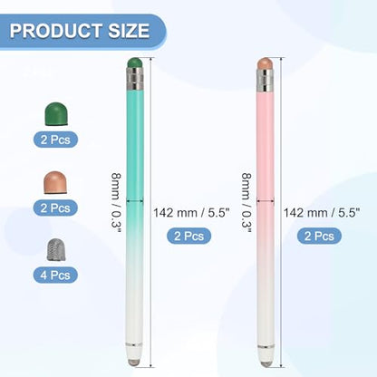PATIKIL 4 Pcs Stylus Pens for Touch Screens, 2 in 1 High Sensitivity Universal Pen Capacitive Stylus for Phone Tablets Laptop Touch Screen Devices, Pink Green - color: Pink Green