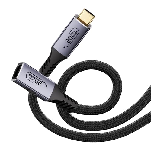 short usb c extension cable 1.6ft,100W fast charging type c extender,braided 20Gbps usbc extension cable,type-c male to female cable,4K@120Hz Video,high speed usb-c cord,compatible with Thunderbolt 3 - size: 1.6FT