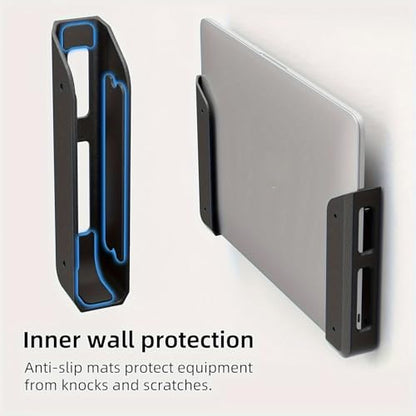 2pcs Black Under Desk Laptop Mount Holder | 26mm Thick Adhesive & Screw Mount for Tablets & Keyboards